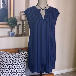 BB Dakota Blue and Black Stripe Shirt Dress